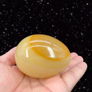 Italian Carved Alabaster Marble EGG Decorative Made in Italy Brown Spot 2.5”W 2”